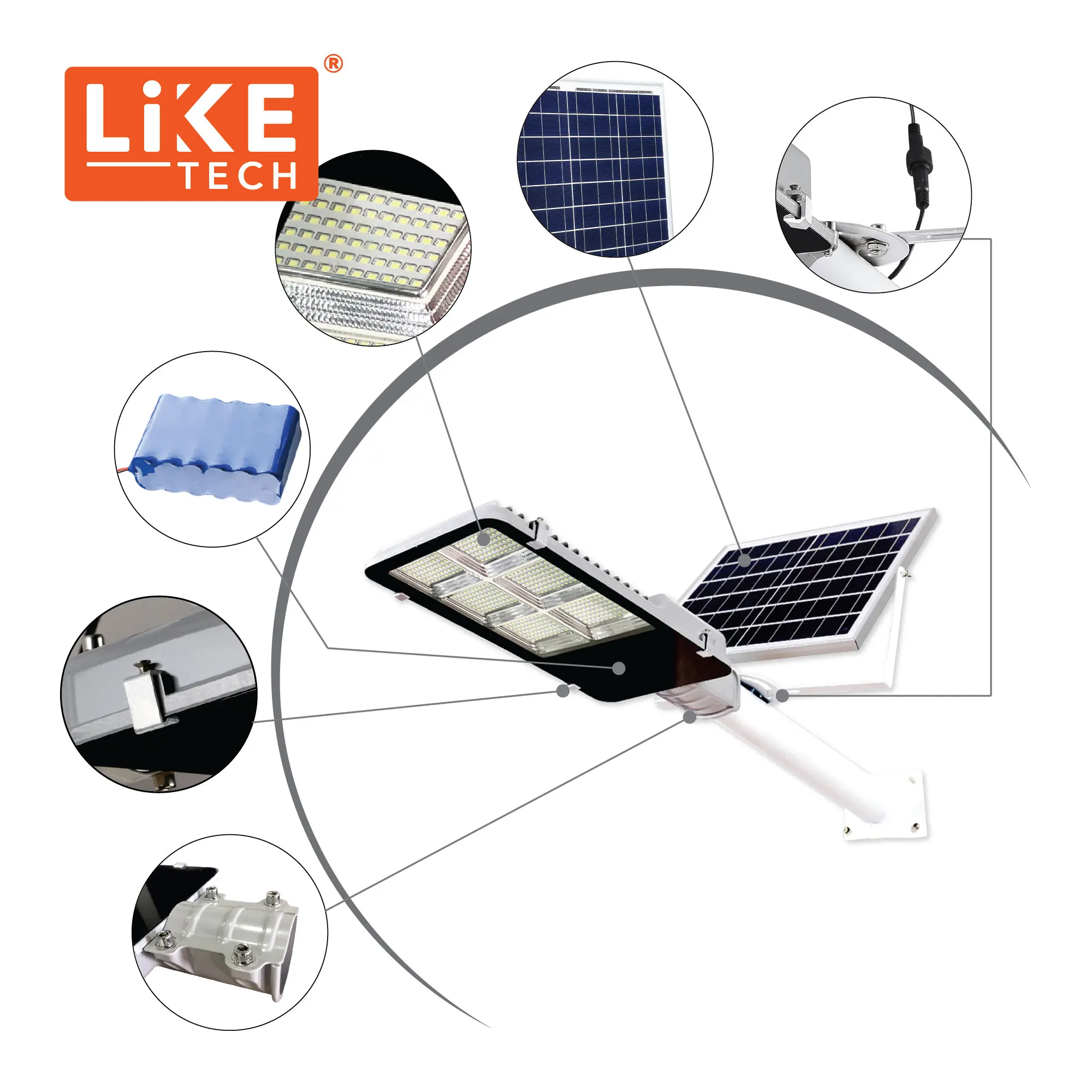 LikeTech Mosco100 Solar Street Lights Luminaria Led Lamp 100W Waterproof Solar Panel 16W IP Rating IP65
