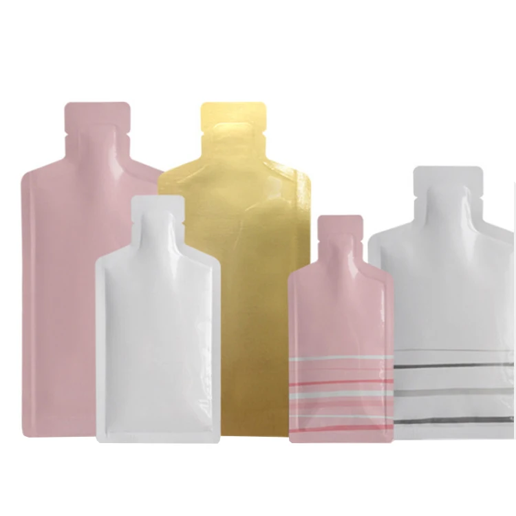 In Stock and Custom Lotion Cosmetics Alcohol Sample Use Small Sachets Cream 2ml Packet Narrow Bottle Irregular Shape Pouch