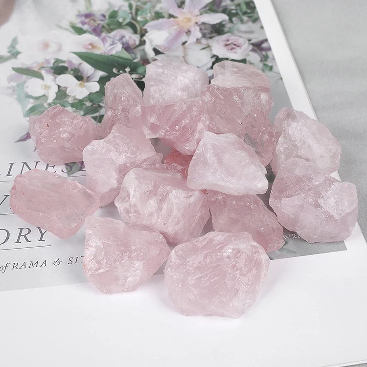 18 шт. в коробке натуральный шероховатый неполированный розовый кварц сырой камень кристаллический лечебный