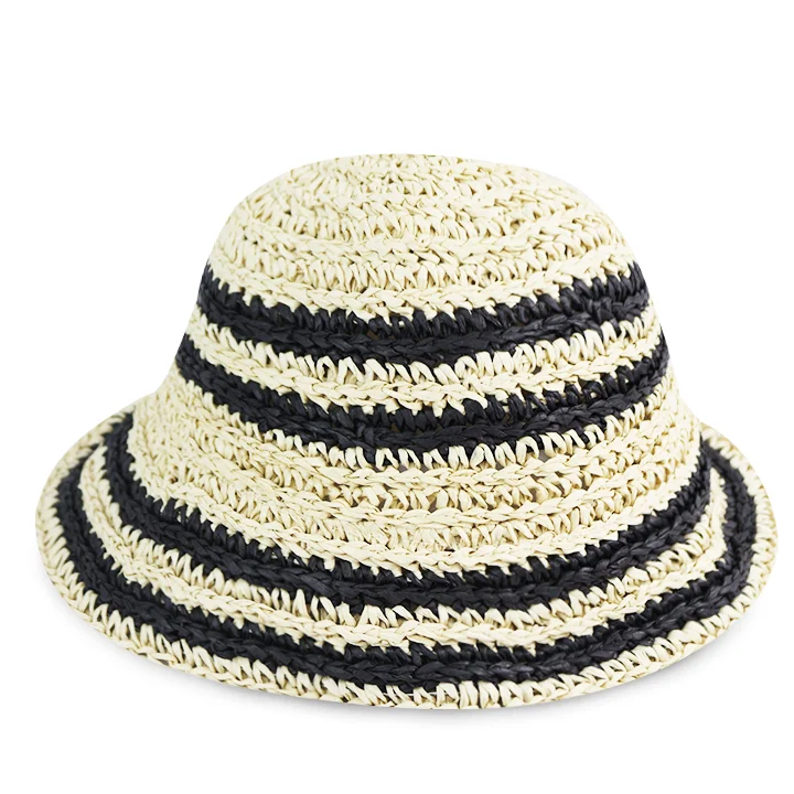 Fashionable Striped Crochet Beach Hat Unisex Straw Sun Hat Summer_voghion.com