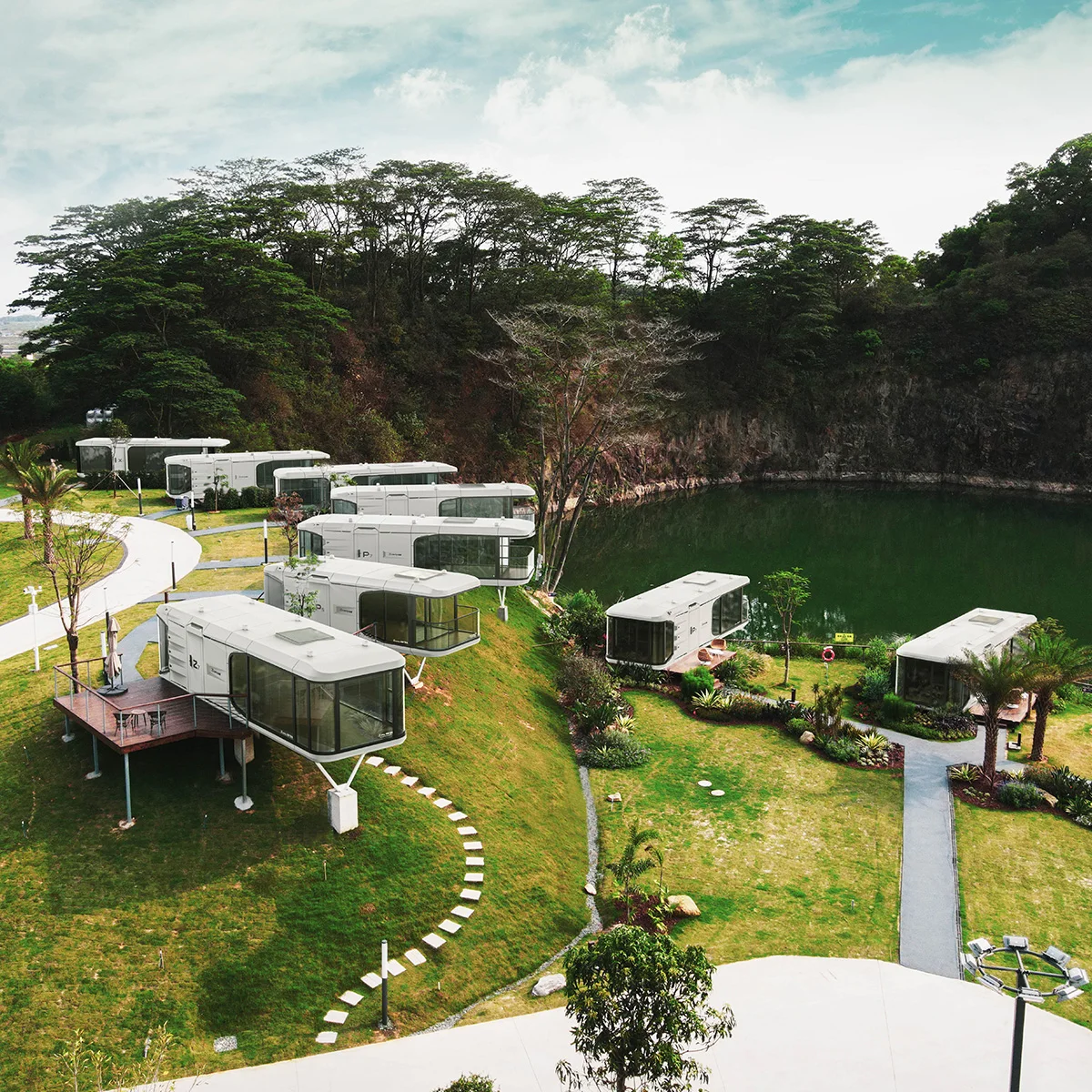 Zcamp A7 Camping Capsule Panoramic Floor-to-ceiling windows Modular House  Mobile Container Homes Customize Prefabricated House