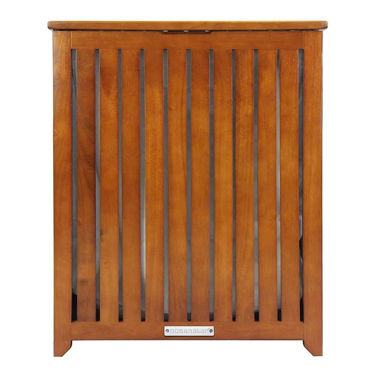 Удобная и практичная деревянная корзина для белья с ручкой