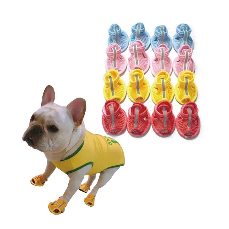 SZLIFE Sandales Pour Chien En Silicone - Lot De 4, Antidérapantes, Imperméables, Protection Pattes - Rose