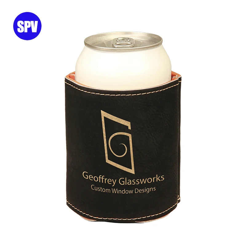 Personalized Laserable Leatherette Beer Stubby Cooler Gifts Water Bottle Holder Sleeve Leather Insulated Beverage Can Cooler