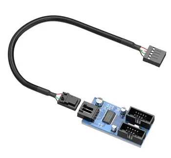 JMT 9 pin USB header femmina 1 a 2 maschio scheda 9-pin USB HUB USB 2.0 9 pin connettore adattatore per splitter RGB con cavo da 30 cm 60 cm (con cavo da 30 cm, 2 pezzi