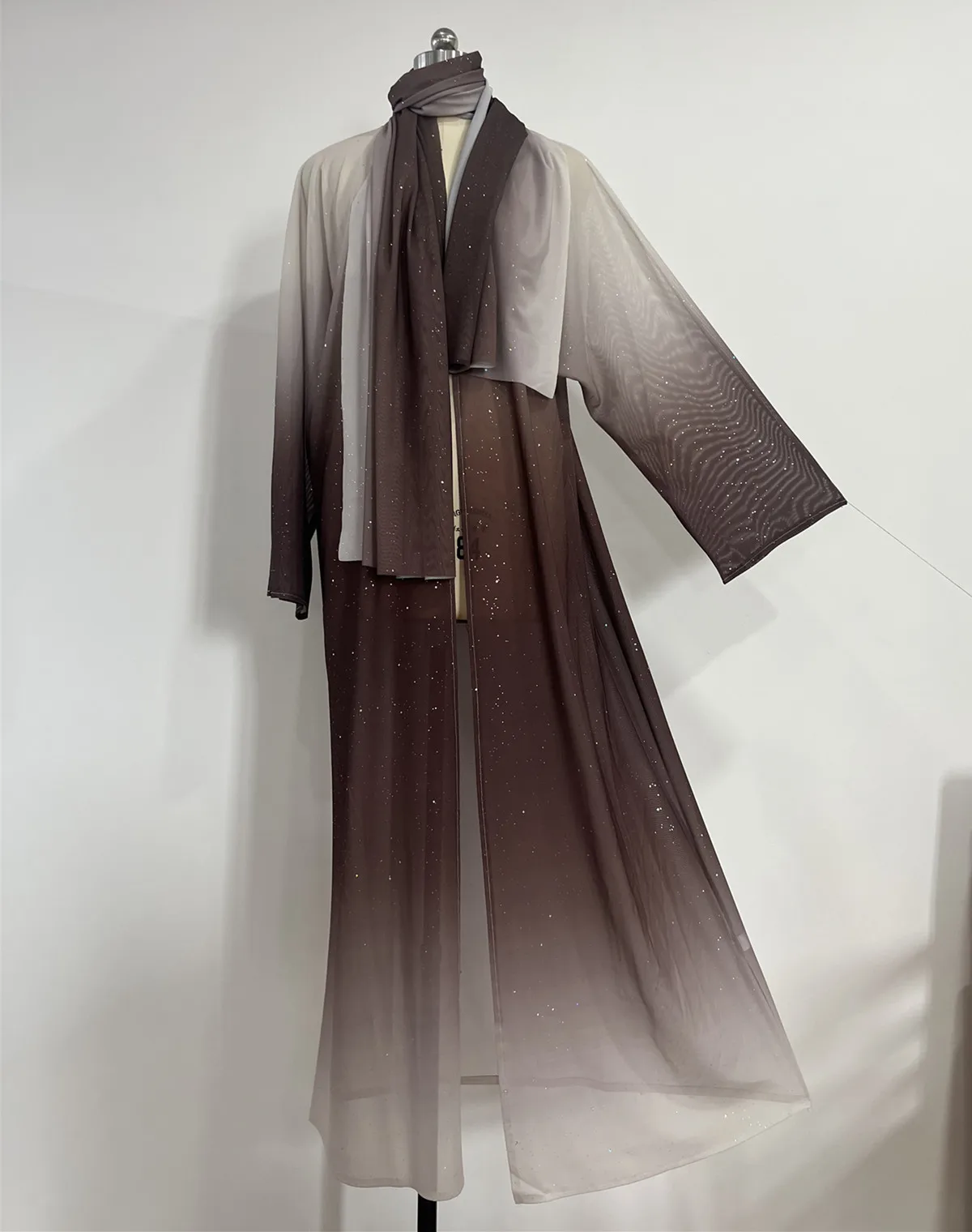glitter abaya dress Loriya Ethnic Luxury Front Open With Ombre Hijab Modest Dress Dubai Abaya Women Muslim Dress thin straps