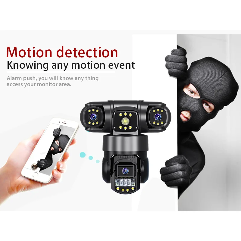 VERTO 4G 6MP 3 LENS PTZ CAMERA with Two-Way Audio & Night Vision