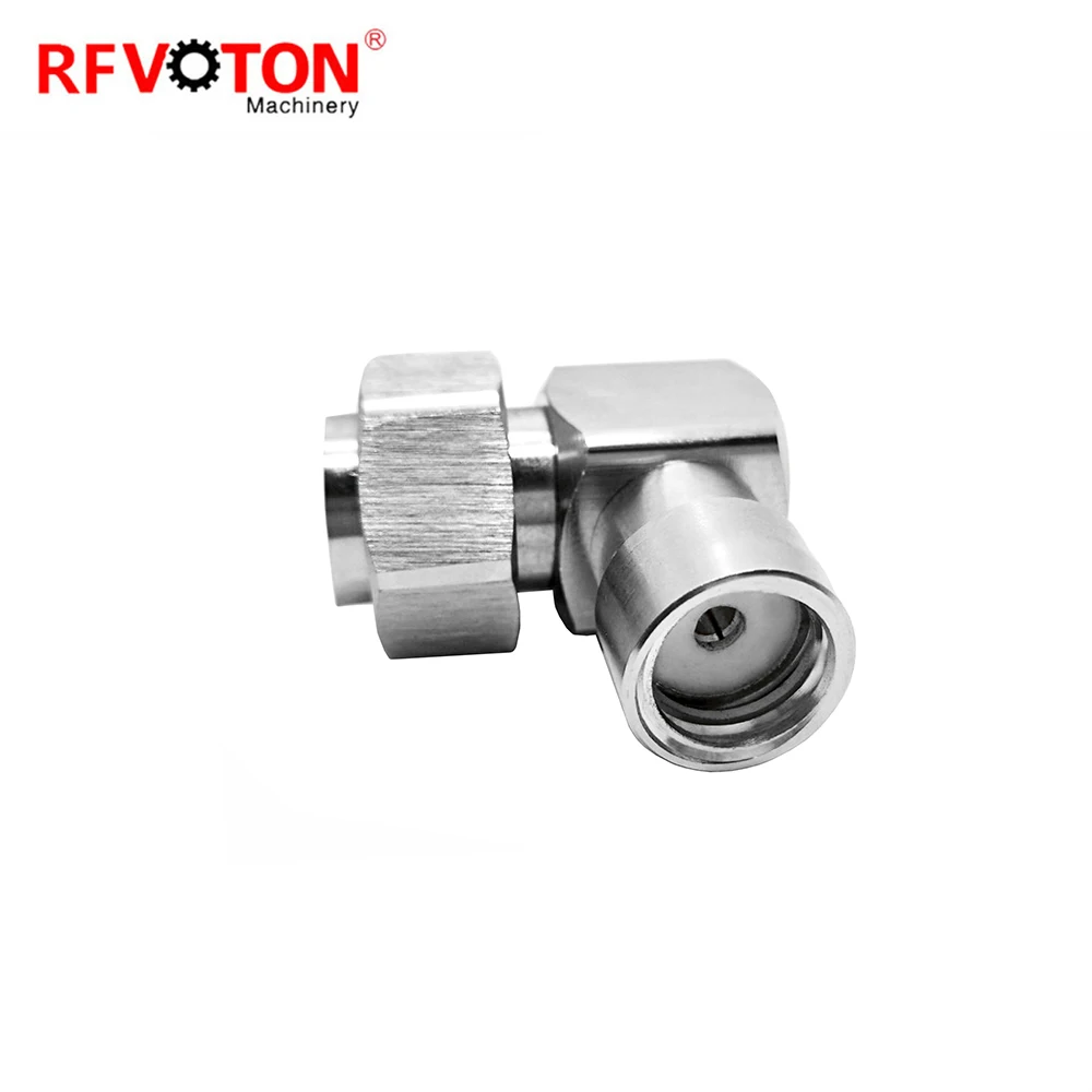 RF connector 4.3-10 type male pin RA 90 degree clamp for 1-2 super flexible RF coaxial cable plug manufacture