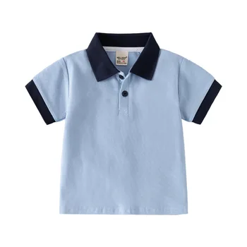 2025 Summer Children's Casual Clothing Boys Polo Shirt Short Sleeve Baby T-shirt with Trendy Contrast Color Lapels