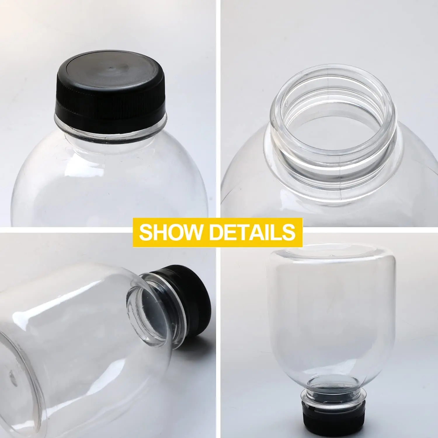 12oz/350ml Reusable Plastic Bottles Disposable Containers With Black ...