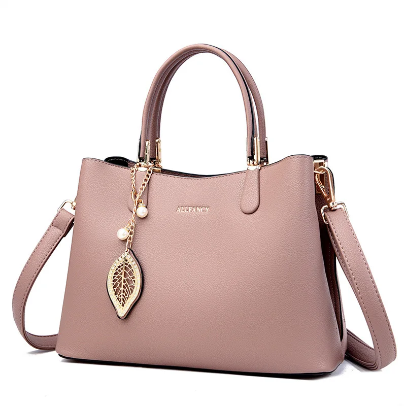 Wholesale PU Leather Ladies Good Quality Handbags Female Pure Color Female Large capacity Shoulder Tote Bags