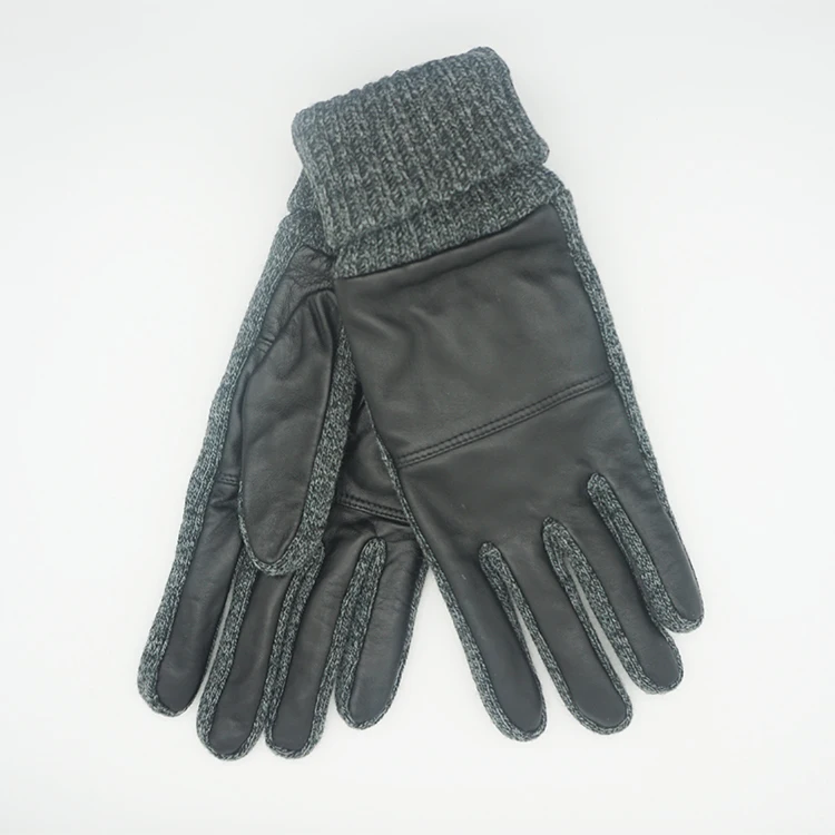 Wholesale On Sale Thickening Winter Warm Leather Gloves Sheep Winter Women Rib Knit Cuff Cabretta Leather Work Gloves