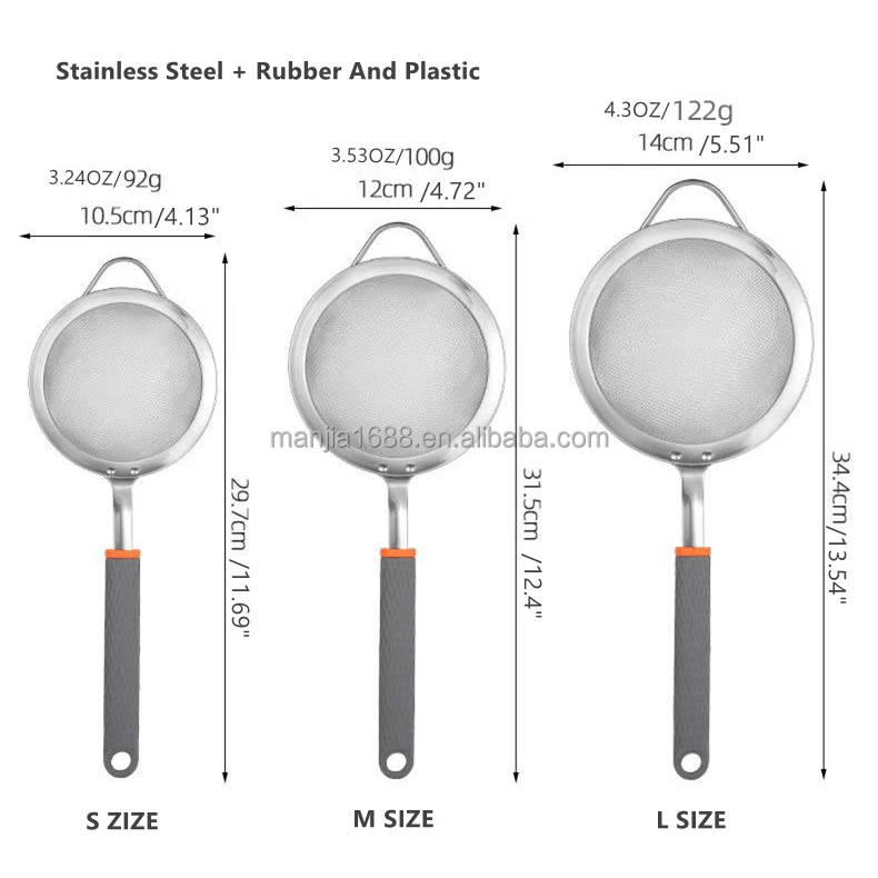 Сито для муки из нержавеющей стали Manjia, сито, сетка для мелкого чая, сито, дуршлаг, сетка из проволоки, масляный фильтр, сито