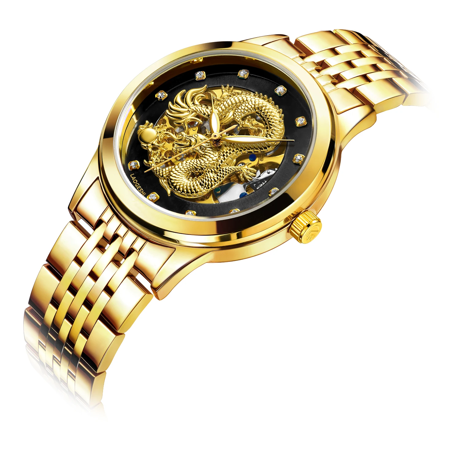 Black And Gold Watch Automatic Bracelet Watches Men Wrist Luxury
