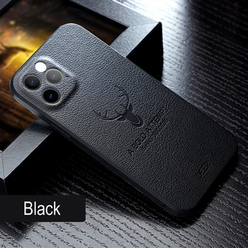 Leyi High-end leather christmas custom logo covers Thin light back Deer Head mobile phone cases for iphone 8 12 13 pro max