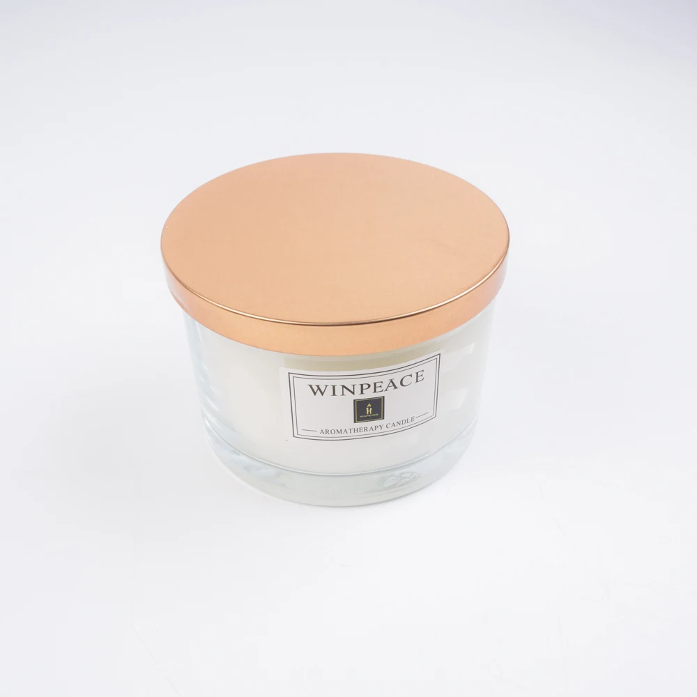 Private Label Candle with Package Large Scented 3 Wick Big Candle with Clear Glass Candle Jar