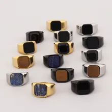 Minimalist Chunky High Quality Stainless Steel Ring Tiger Eye Stone Trendy Punk Style Wedding Engagement Gift for Men Women