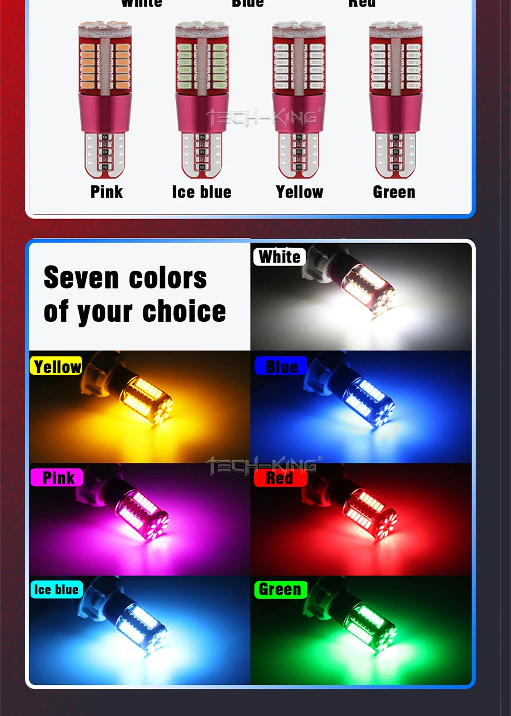 TECH-KING Hot Sale T10 3014 57smd Without Polarity High Power Reading Light Width Lamp Led Bulb DC12V W5w 194 168 Car Small Bulb