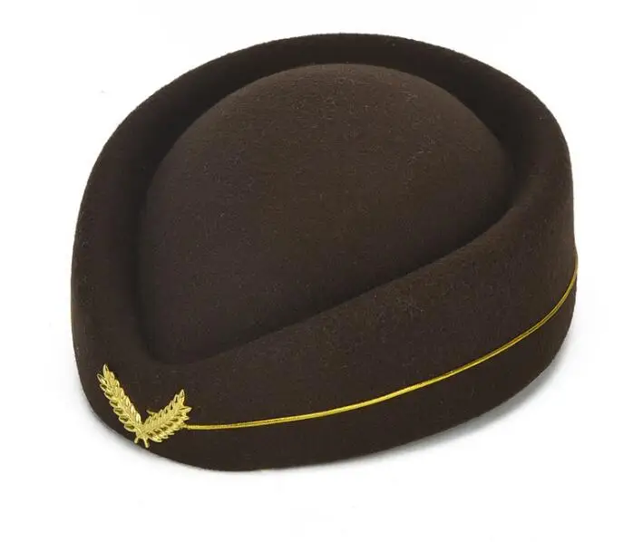 Stewardess Hat Air Hostess Hat Ladies Airline Uniform Hat Stewardess Beret Cap Plain High Quality OEM Blue Female