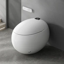 K9 Smart Toilet with Unique Oval Design All Functions Smooth Beauty Lines Small Cute Panel P-Trap Drainage Remote Control