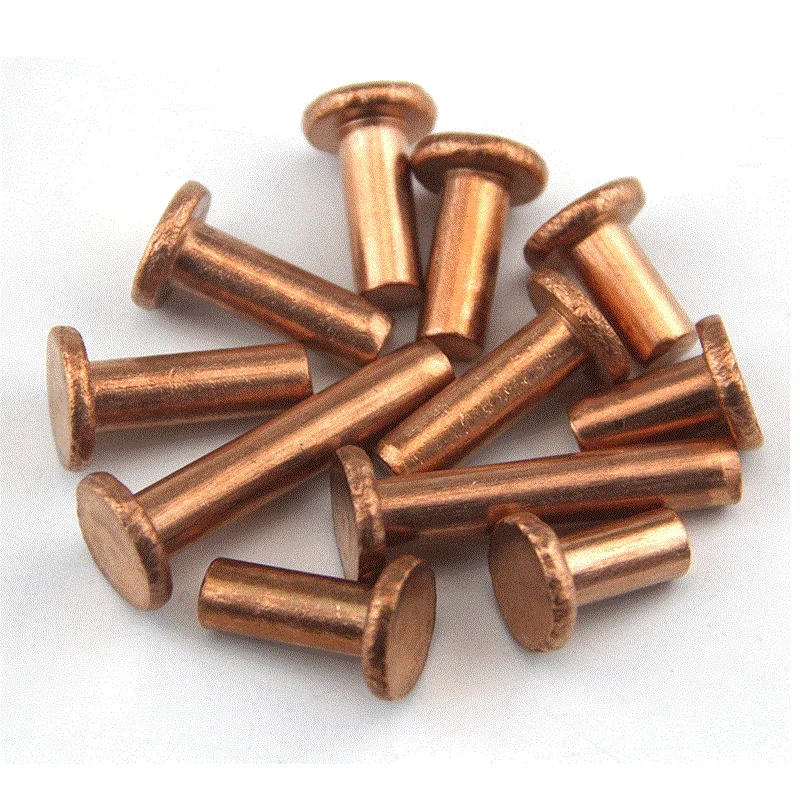 Flat Head Solid Rivet Copper Rivet 4mm Diameter Length 30mm for Use of Electrical Equipment