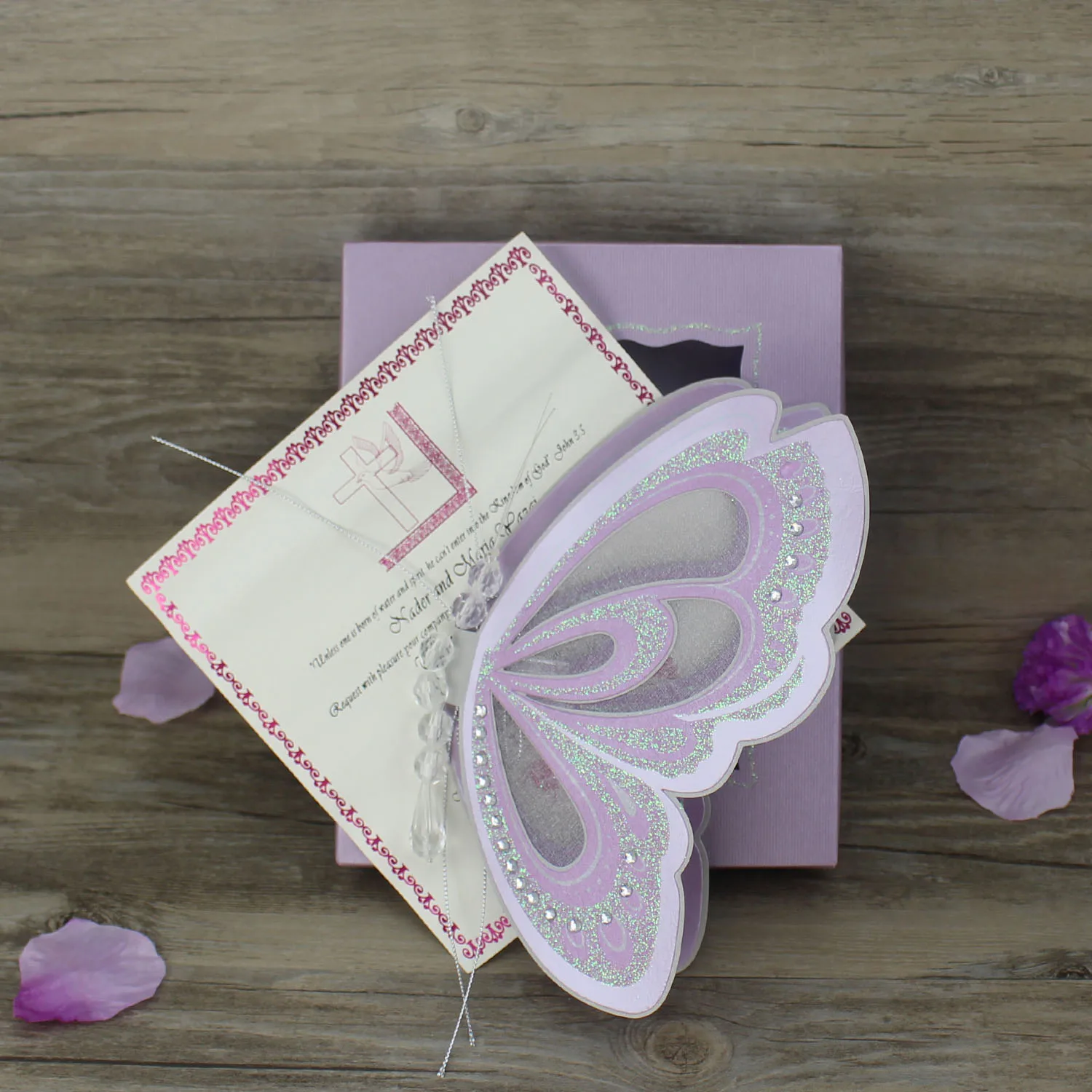 50 Segnaposto Per Bicchieri A Forma Di Farfalla | Cartoncini Perlescenti Per Matrimoni E Feste | Viola, Oro, Rosa