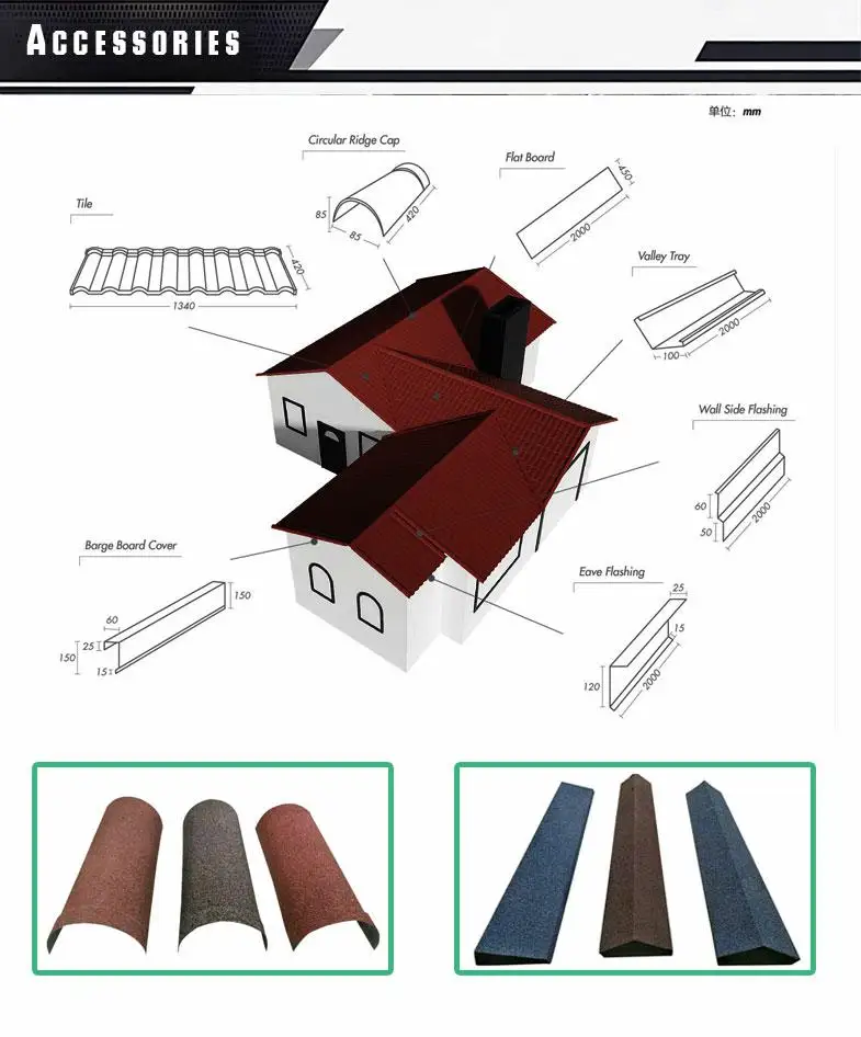 Galvalume Roof Stone Coated Metal Roof Tile Color Coated Roof Plated details