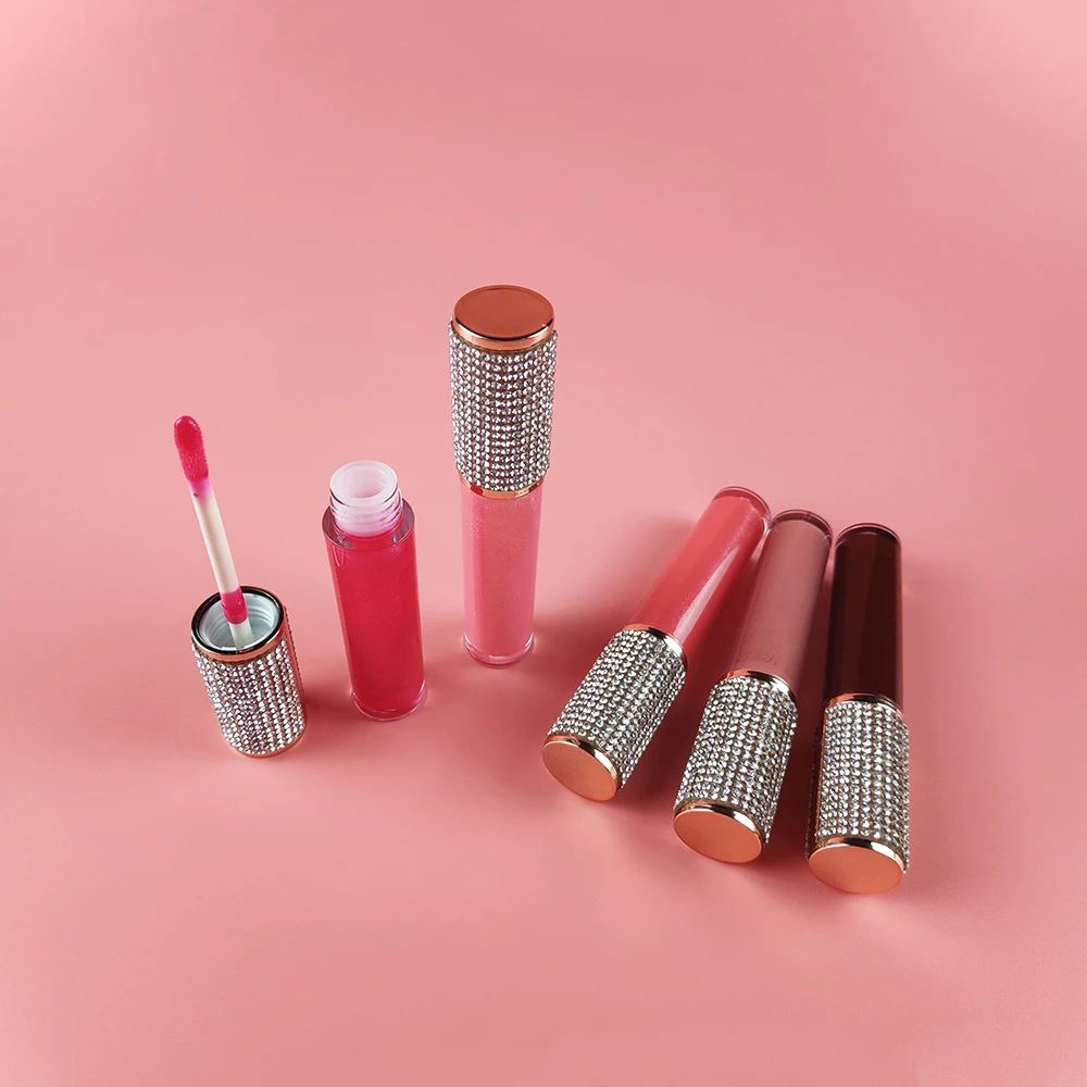Cosmetics Private Label Lip Gloss Waterproof Diamond Lid Makeup DIY Lip Gloss
