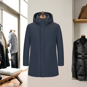 OEM & ODM ProductionWhite Goose Down Winter Jacket for Women Navy Blue with Stand Collar Snake Skin