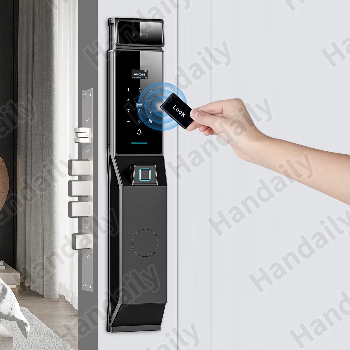 IP 66 Waterproof Cerradura Inteligente Tuya Face Recognition Smart Door Lock Palm Security Digital Lock for Israel 6068 Mortise R90