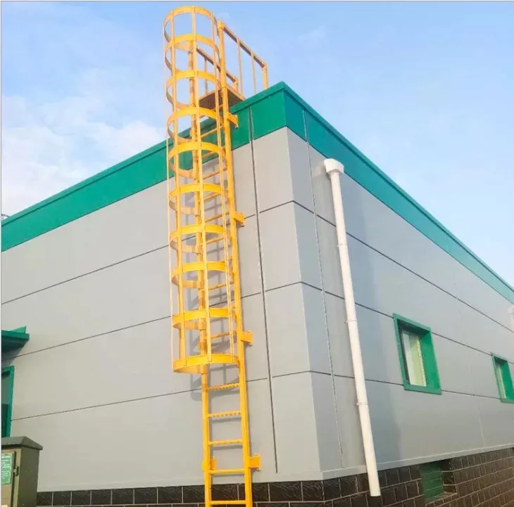 FRP Industrial Walking Ladder With Safety Cage Frp Ladder Frp Cage Ladder for Electric Power Plant
