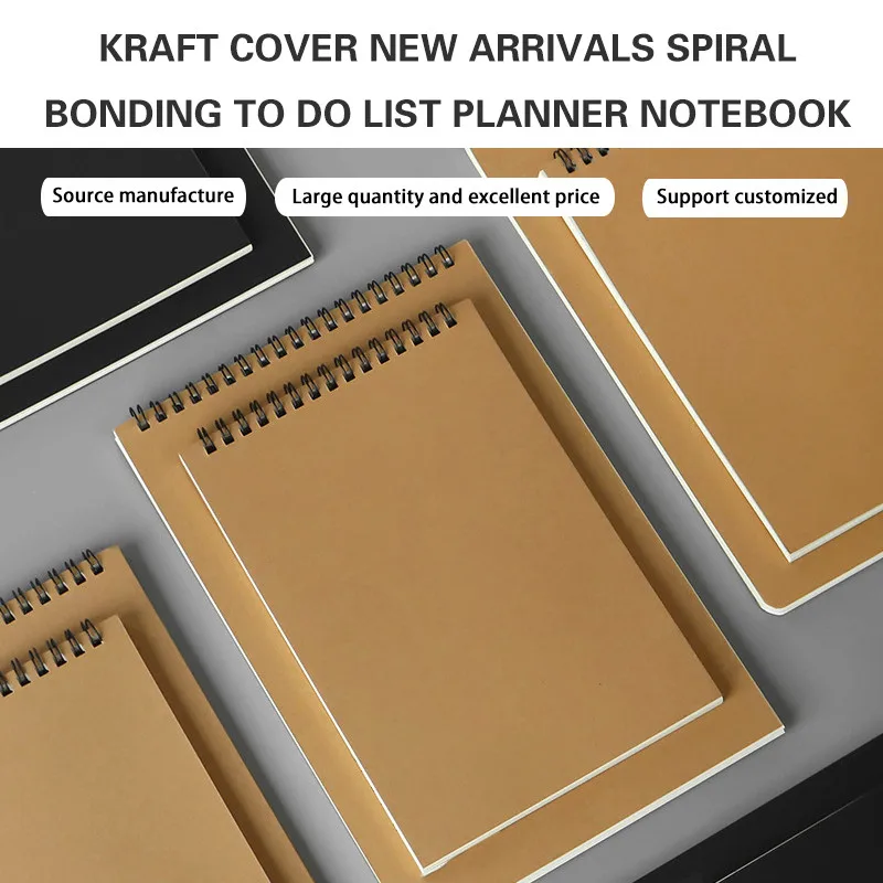 Customized notebook kraft cover a5 paper note book spiral bonding notebook