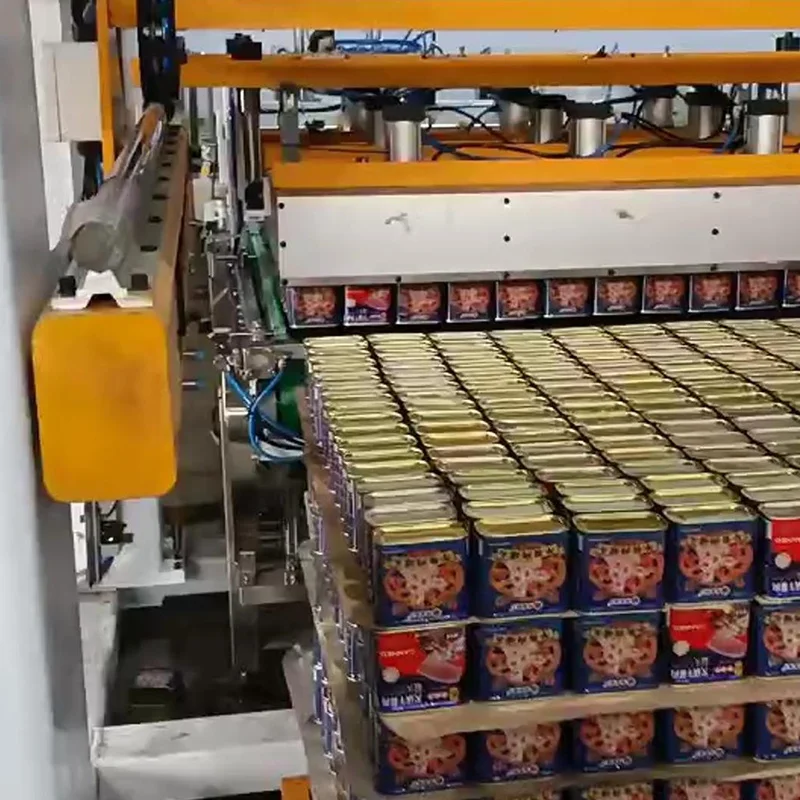 Leadworld Automatic Production Packaging Line Empty Tin Can Fruit Canning Palletizer Stacking Machine End of Line Packing