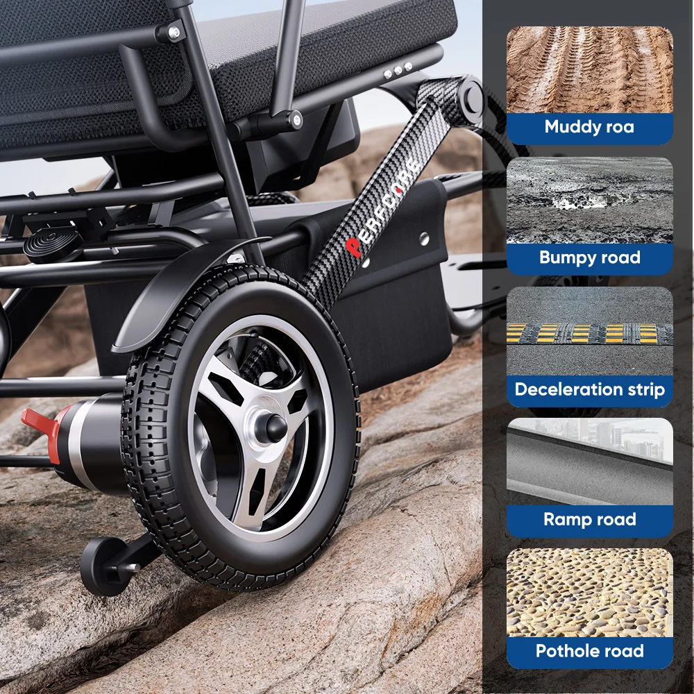700W All-Terrain Portable Electric Wheelchair Airplane Small Folding Lightweight 120kg Capacity Wheelchair Electric