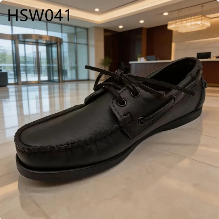 ZYF, luźno dopasowane buty łodziarskie do użytku na zewnątrz i w miastach, wykonane ręcznie, do sprzedaży w pomieszczeniach, codzienne buty z sznurowadłami, dostępne w rozmiarach dla dzieci, czarne buty typu lazy shoes, model HSW041