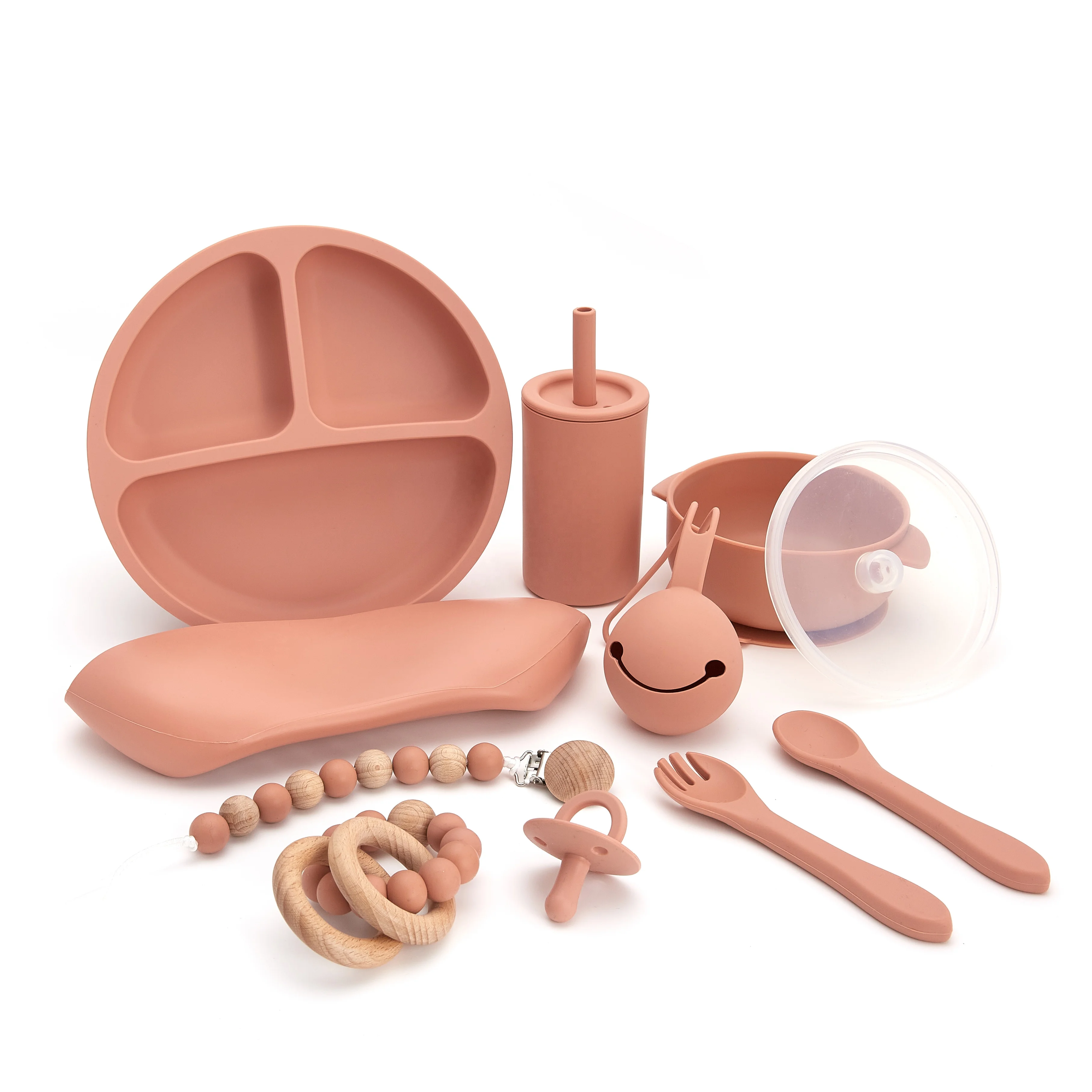 Силиконовые нагрудники для малышей с разделенными чашами и ложками