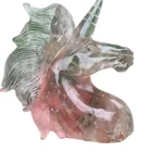 Natural crystal gemstone hand carved crafts natural jade quartz crystal unicorn head statues