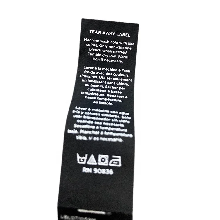 Customized Printed PVC Smooth Garment Labels Sew-In Care Label Hand Tag for Bags and Shoes Made in China Accessories