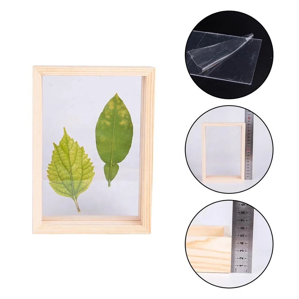 
Деревянные фоторамки 4x6, двусторонние акриловые рамки для гербаритов, растений, рамка для образцов, декор стола для отображения высушенных листьев и цветов 
