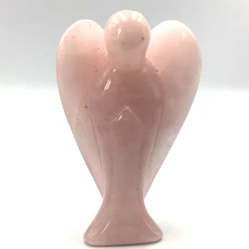 Beautiful Pink Angel Crystal Energy Healing Guardian Angel Mini Figurine Carving Angel