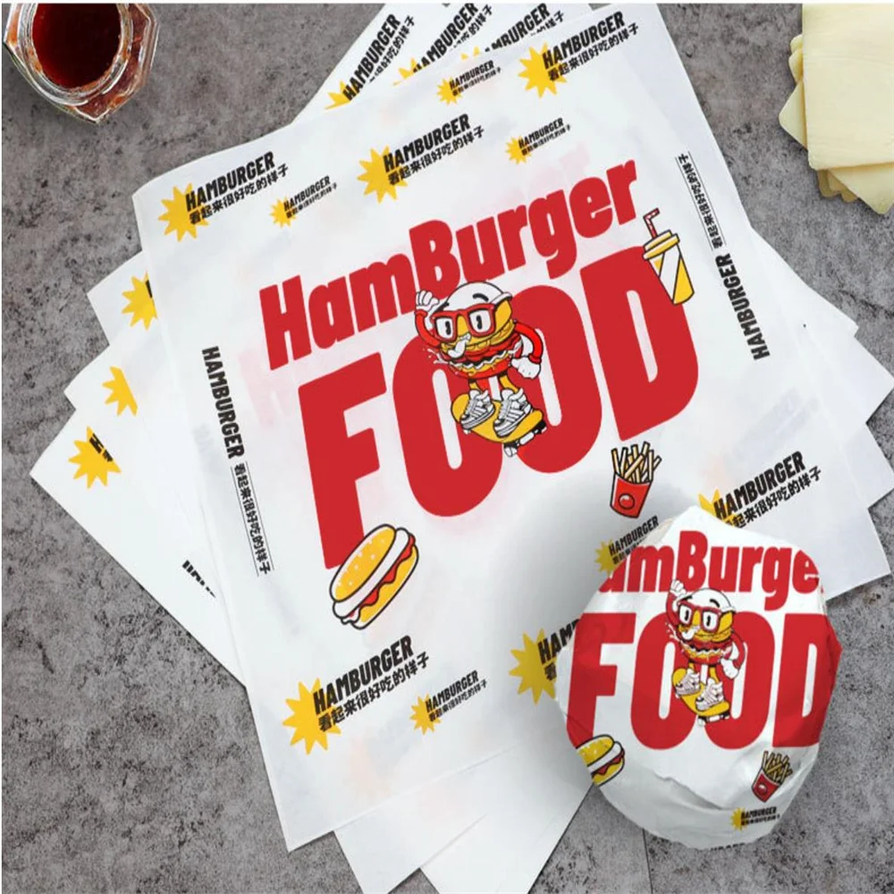 Disposable Custom Printed Wax Paper Sheets For Sandwich Food