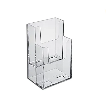 2 compartments Acrylic Brochure Holder with logo Sticker, 2 Layer ...