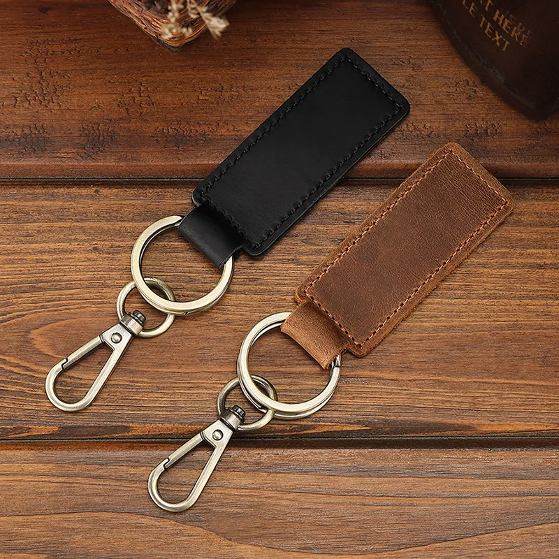 Luxury Genuine Cow Leather Keychain Retro Key Holder Wallet Bag Pouch