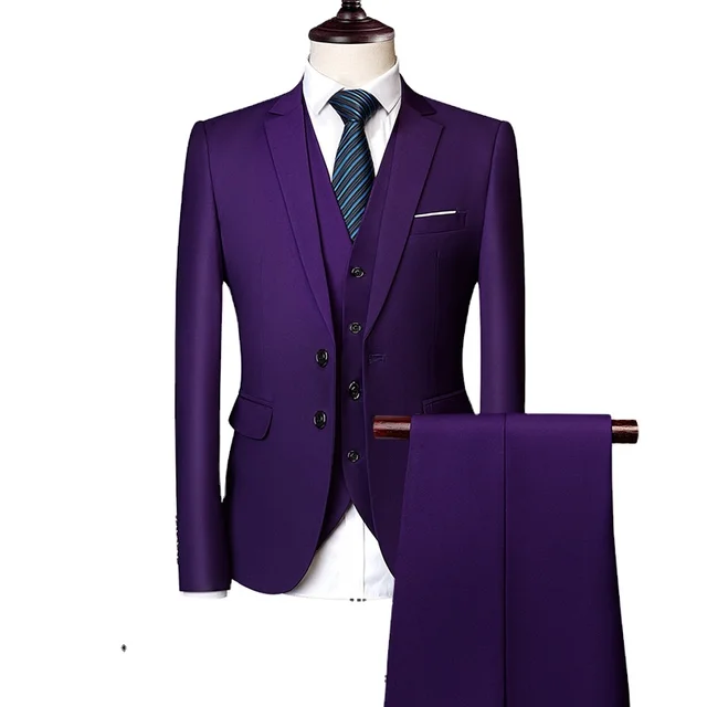 Latest Design 3 Psc Blazer+Vest+Pants Groom Wedding Business Mtm Mens Suit Plus Size Men'S Suits