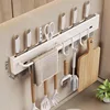 Porta cuchillos blanco con 8 ganchos, 40CM