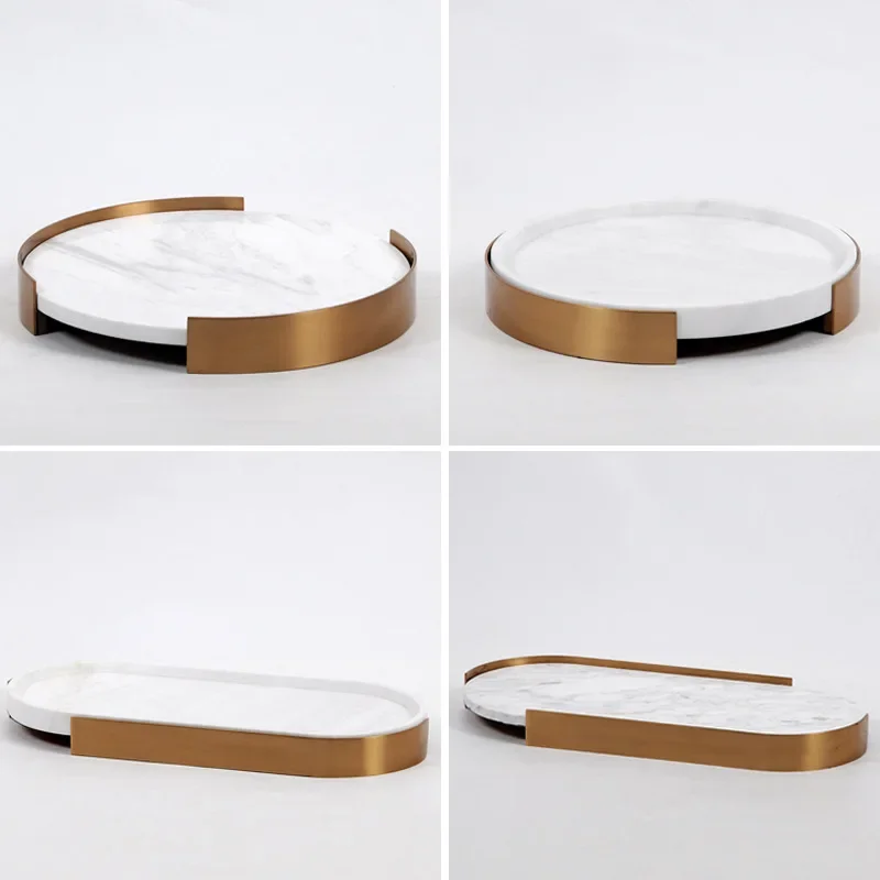 product gold marble home decoration round stone tray tray for serving marble-0