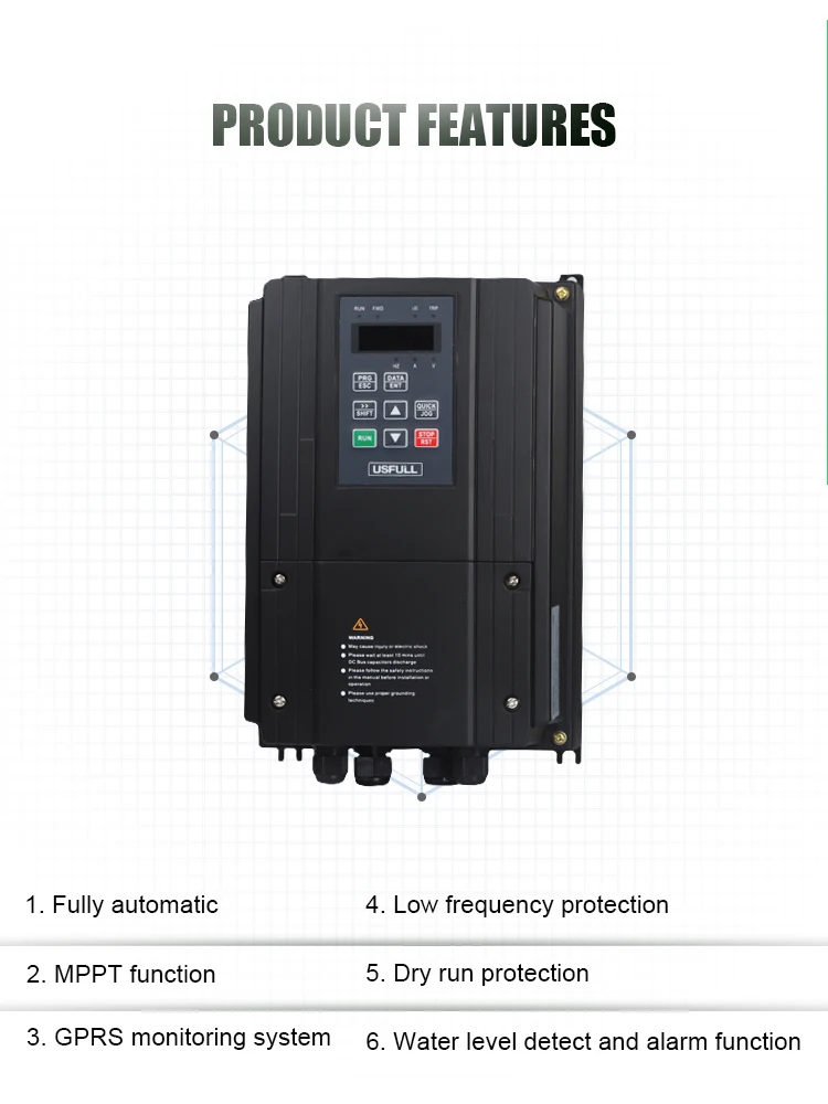 USFULL Outdoor Using IP65 High Waterproof 3 Phase DC AC Solar Water Pumping Inverter