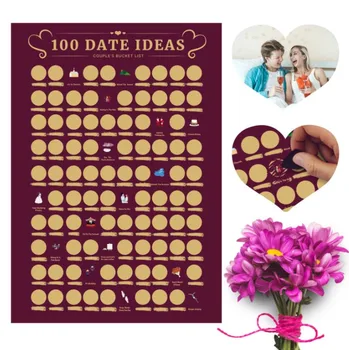 100 Dates Ideas Scratch Off Poster Couples Bucket List Engagement Gifts for Couples