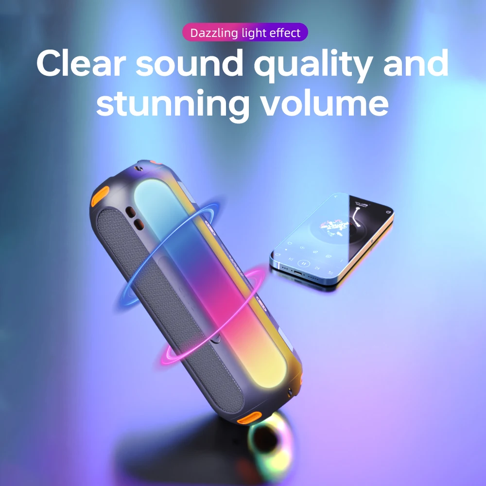 RGB Lights IP66 Waterproof 20W Speaker 30H Playtime Portable Wireless MP3 Player ES T69 TF Card Slot Factory Wholesale