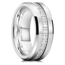 Valentine's Day Gifts Tungsten Jewelry Mens 8mm Tungsten Men Ring Cubic Zirconia Wedding Rings for Men Women Fashion Rings